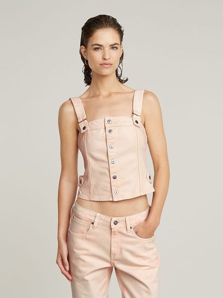 G-Star Top w kolorze pomarańczowym rozmiar: XS. Pomarańczowe topy G-Star, xs, bez wzorów, z bawełny, bez kołnierzyka, bez ramiączek. Za 199.03 zł.