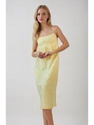 Monki Sukienka w kolorze żółtym rozmiar: 42. Żółte sukienki Monki, na co dzień, bez wzorów, bez kołnierzyka, bez ramiączek, midi, proste. Za 60.99 zł.