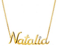 Naszyjnik z żółtego złota z diamentem - Natalia - 0,005 ct - próba 375. Żółte naszyjniki Apart, z diamentem, złote. Za 1,449.00 zł.