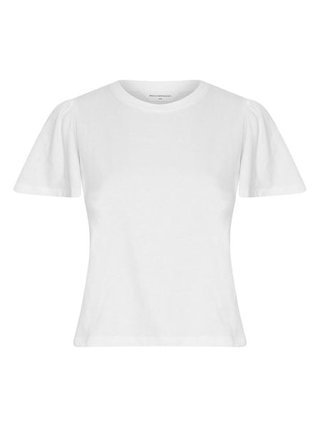 MOSS COPENHAGEN Koszulka w kolorze białym rozmiar: L/XL. Białe bluzki Moss Copenhagen, l, bez wzorów, z bawełny, bez kołnierzyka, bez ramiączek. Za 69.91 zł.