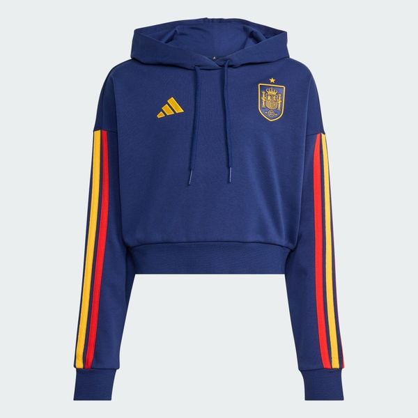Bluza z kapturem Hiszpania DNA. Niebieskie bluzy Adidas, uniwersalny, bez wzorów, z bawełny, z kapturem. Za 259.00 zł.