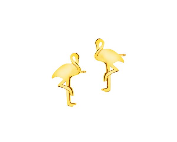 Złote kolczyki - flamingi. Żółte kolczyki Apart, złote. Za 539.00 zł.