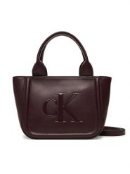 Calvin Klein Torebka Bold Ck Small Tote With Strap LV04F3219G Bordowy. Czerwone torebki klasyczne Calvin Klein, bez wzorów, ze skóry, bez dodatków. Za 519.99 zł.