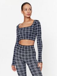 Guess Bluzka V3BP05 ZZ04N Granatowy Slim Fit. Niebieskie bluzki Guess, s, z aplikacjami, z syntetyku, bez kołnierzyka, bez ramiączek. Za 149.99 zł.