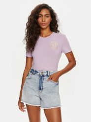 Versace Jeans Couture T-Shirt 76HAHT02 Fioletowy Slim Fit. Fioletowe t-shirty Versace Jeans Couture, xs, bez wzorów, z bawełny, bez kołnierzyka, bez ramiączek. Za 229.99 zł.