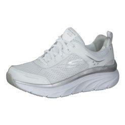 Buty sportowe Sneakersy damskie, Skechers D'Lux Walker. Białe obuwie sportowe Skechers, bez zapięcia, trekkingowe. Za 369.99 zł.