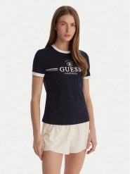 Guess T-Shirt V6GI08 K2975 Granatowy Regular Fit. Niebieskie t-shirty Guess, l, z aplikacjami, z bawełny, bez kołnierzyka, bez ramiączek. Za 189.99 zł.