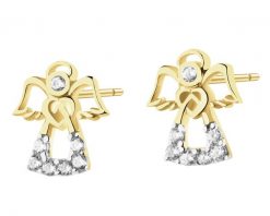 Złote kolczyki z cyrkoniami - aniołki. Żółte kolczyki Apart, z cyrkonią, złote. Za 729.00 zł.