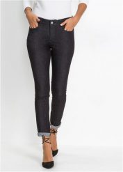 Dżinsy Skinny mid waist. Szare jeansy bonprix, bez wzorów. Za 119.99 zł.