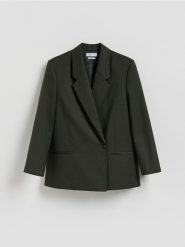 Marynarka z wełną - zielony. Zielone marynarki i żakiety Reserved, l, bez wzorów, z tkaniny. Za 329.99 zł.