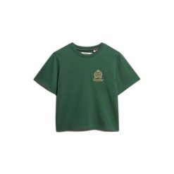 Koszulka damska Superdry Country Club. Zielone bluzki Superdry, bez wzorów, eleganckie, bez kołnierzyka, bez ramiączek. Za 148.20 zł.