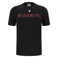 Koszulka z polycottonu Biarritz 2022/23. Czarne bluzki Macron, bez wzorów, sportowe, bez kołnierzyka, bez ramiączek. Za 140.50 zł.