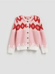 Wzorzysty kardigan - wielobarwny. Kardigany Reserved, l, bez wzorów, z dzianiny. Za 149.99 zł.