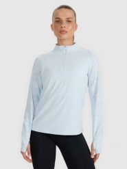 4F Bluza do biegania regular szybkoschnąca damska - niebieska XL. Niebieskie bluzy sportowe 4f, xl, bez wzorów, z materiału, bez kaptura. Za 199.99 zł.