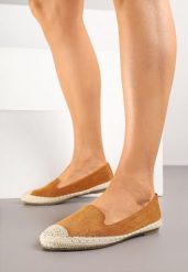 Jasnobrązowe Espadryle Ozdobione Plecionką Tiaziane. Brązowe espadryle Born2be, bez wzorów, bez obcasa, bez zapięcia. W wyprzedaży za 42.49 zł.