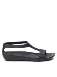 Crocs Sandały Serena Sandal W 205469 Czarny. Czarne sandały Crocs, bez wzorów, z tworzywa sztucznego, bez obcasa, na płaskiej podeszwie, bez zapięcia. Za 149.99 zł.