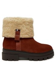 Tommy Hilfiger Botki Faux Fur Suede Roll-Down Boot FW0FW08158 Brązowy. Brązowe botki TOMMY HILFIGER, bez wzorów, ze skóry, bez obcasa, na płaskiej podeszwie, bez zapięcia. Za 849.99 zł.