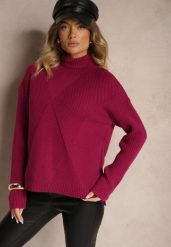 Fioletowy Casualowy Golf z Wiskozą o Krótszym Kroju z Tyłu Nialireth. Fioletowe golfy Renee, m, bez wzorów, z jeansu, bez ramiączek. Za 139.99 zł.