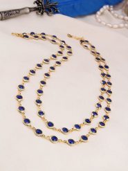 L'Atelier de Gaia Pozłacany naszyjnik z kryształami - dł. 50 cm rozmiar: onesize. Niebieskie naszyjniki L'Atelier de Gaia, z kryształem, pozłacane. Za 104.89 zł.