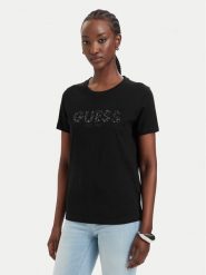 Guess T-Shirt W6GI15 K3035 Czarny Regular Fit. Czarne t-shirty Guess, m, z aplikacjami, z bawełny, bez kołnierzyka, bez ramiączek. Za 154.99 zł.