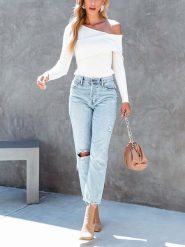 LA Angels Sweter w kolorze białym rozmiar: L. Białe swetry LA Angels, l, bez wzorów, prążkowane, bez ramiączek. Za 113.99 zł.