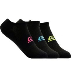 Skarpetki sportowe damskie 3pk Womens Microfiber Non Terry No Show. Czarne skarpety Skechers, bez wzorów, z materiału. Za 79.99 zł.