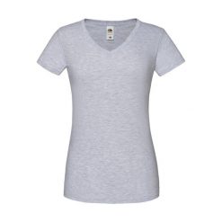 Koszulka Damska Iconic 150 Z Dekoltem V. Szare bluzki FRUIT OF THE LOOM, m, bez wzorów, sportowe, bez kołnierzyka, bez ramiączek. Za 40.99 zł.
