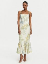 Guess Sukienka koktajlowa W6GKA6 W2409 Beżowy jasny Regular Fit. Brązowe sukienki Guess, z aplikacjami, ze lnu, wizytowe, bez kołnierzyka, bez ramiączek. Za 794.99 zł.