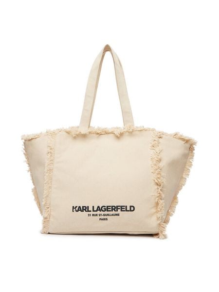 KARL LAGERFELD Torebka B2W50021 Kremowy. Białe shopper KARL LAGERFELD, bez wzorów, z materiału, bez dodatków. Za 375.99 zł.