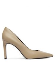 Calvin Klein Szpilki Ess Stiletto 90 HW0HW02608 Beżowy. Brązowe szpilki Calvin Klein, bez wzorów, ze skóry, bez obcasa, na szpilce, bez zapięcia. Za 649.99 zł.