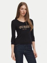Guess Sweter W6BR55 Z1456 Czarny Regular Fit. Czarne swetry Guess, xxl, z aplikacjami, z wiskozy, bez ramiączek. Za 344.99 zł.