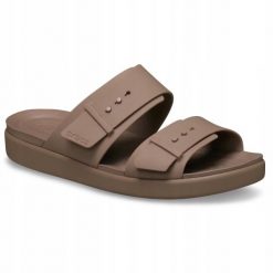 Sandały dla Kobiet Crocs Brooklyn Buckle Low. Brązowe sandały Crocs, bez wzorów, z materiału, eleganckie, bez obcasa, na obcasie, bez zapięcia. Za 239.99 zł.