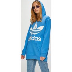 Adidas Originals - Bluza. Niebieskie bluzy Adidas Originals, bez wzorów, z bawełny, z kapturem. W wyprzedaży za 229.90 zł.