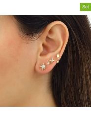 Miu Silver Pozłacane kolczyki (3 szt.) z cyrkoniami rozmiar: onesize. Szare kolczyki Miu Silver, z cyrkonią, pozłacane. Za 82.99 zł.