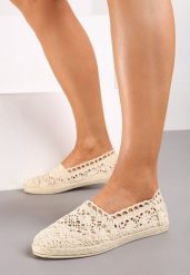 Beżowe Ażurowe Espadryle na Podeszwie z Plecionki Satisfyinglys. Brązowe espadryle Born2be, w ażurowe wzory, z materiału, bez obcasa, bez zapięcia. Za 59.99 zł.