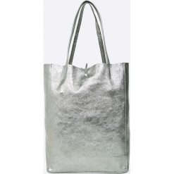 Answear - Torebka skórzana. Niebieskie shopper ANSWEAR, bez wzorów, z materiału, casualowe, duże, bez dodatków. Za 199.90 zł.
