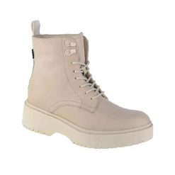 Beżowe skórzane buty Levi's Bria dla kobiet. Białe trekkingi Levi's®, z materiału, trekkingowe. Za 465.85 zł.