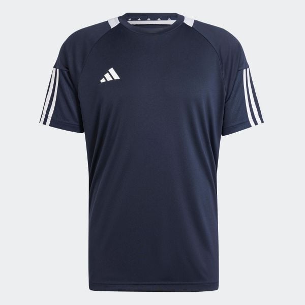Koszulka do piłki nożnej ADIDAS Sereno. Niebieskie bluzki Adidas, s, bez wzorów, sportowe, bez kołnierzyka, bez ramiączek. W wyprzedaży za 79.99 zł.