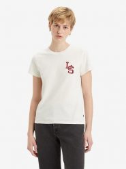Levi's Koszulka w kolorze kremowym rozmiar: XS. Brązowe bluzki Levi's®, s, bez wzorów, z bawełny, bez kołnierzyka, bez ramiączek. Za 61.60 zł.