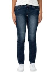Timezone Dżinsy "Tahila" - Slim fit - w kolorze granatowym rozmiar: W27/L30. Niebieskie jeansy Timezone, l, z aplikacjami. Za 110.04 zł.