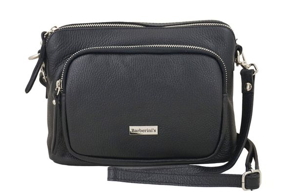 Listonoszka skórzana BARBERINI'S czarna 990-1. Czarne torebki klasyczne Barberini's, bez wzorów, ze skóry, małe, bez dodatków. Za 232.99 zł.