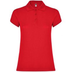 Damska Koszulka Polo W Gwiazdki. Czerwone koszulki polo ROLY, m, bez wzorów, z bawełny, bez kołnierzyka, bez ramiączek. Za 87.99 zł.