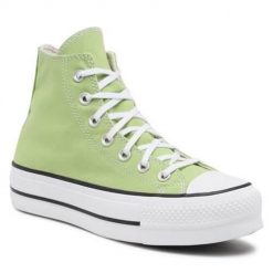 Buty do chodzenia damskie Converse Chuck Taylor All Star Lift. Zielone obuwie sportowe Converse, z materiału, bez zapięcia, trekkingowe. W wyprzedaży za 358.35 zł.