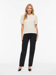 Vila Sweter "Vilowen" w kolorze kremowym rozmiar: L. Brązowe swetry Vila, l, bez wzorów, z bawełny, bez ramiączek. Za 110.29 zł.