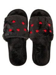 Zwillingsherz Kapcie w kolorze czarno-czerwonym rozmiar: L/XL. Czarne obuwie domowe Zwillingsherz, bez wzorów, z materiału, bez zapięcia. Za 60.88 zł.