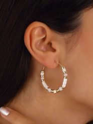 Luja Bijoux Pozłacane kolczyki-kreole z kamieniem szlachetnym rozmiar: onesize. Żółte kolczyki Luja Bijoux, pozłacane. Za 53.45 zł.