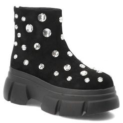 Czarne Botki S.Barski Modne Buty Damskie Na Platformie. Czarne botki S.BARSKI, na zimę, bez wzorów, z materiału, bez obcasa, na platformie, bez zapięcia. Za 254.99 zł.