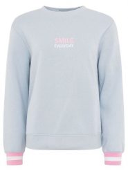 Zwillingsherz Bluza "Smile Everyday" w kolorze błękitnym rozmiar: L/XL. Niebieskie bluzy Zwillingsherz, l, bez wzorów, bez kaptura. Za 169.95 zł.