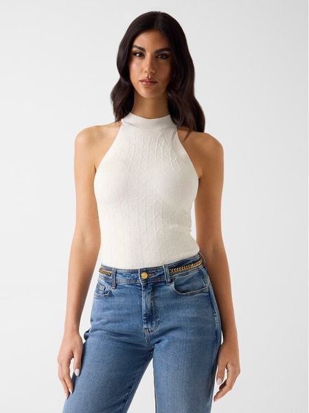 Marciano Guess Top G6GR25 Z0766 Kremowy Classic Fit. Białe swetry Marciano Guess, m, z aplikacjami, z wiskozy, bez kołnierzyka, bez ramiączek. Za 260.00 zł.