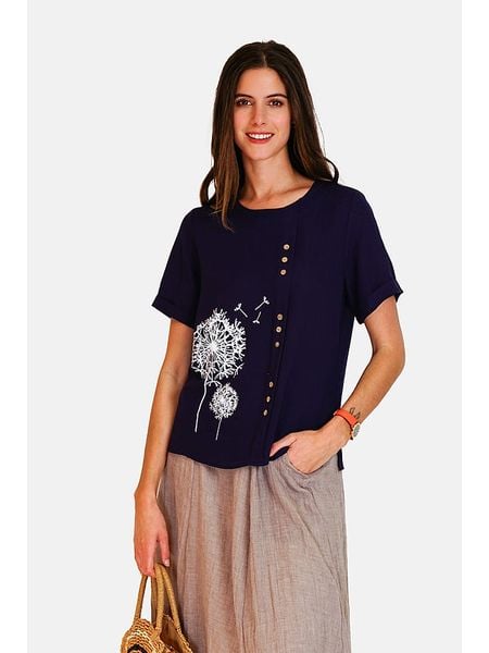 Le Jardin du Lin Koszulka w kolorze granatowym rozmiar: 40. Niebieskie bluzki Le jardin du lin, bez wzorów, klasyczne, bez kołnierzyka, bez ramiączek. Za 104.64 zł.